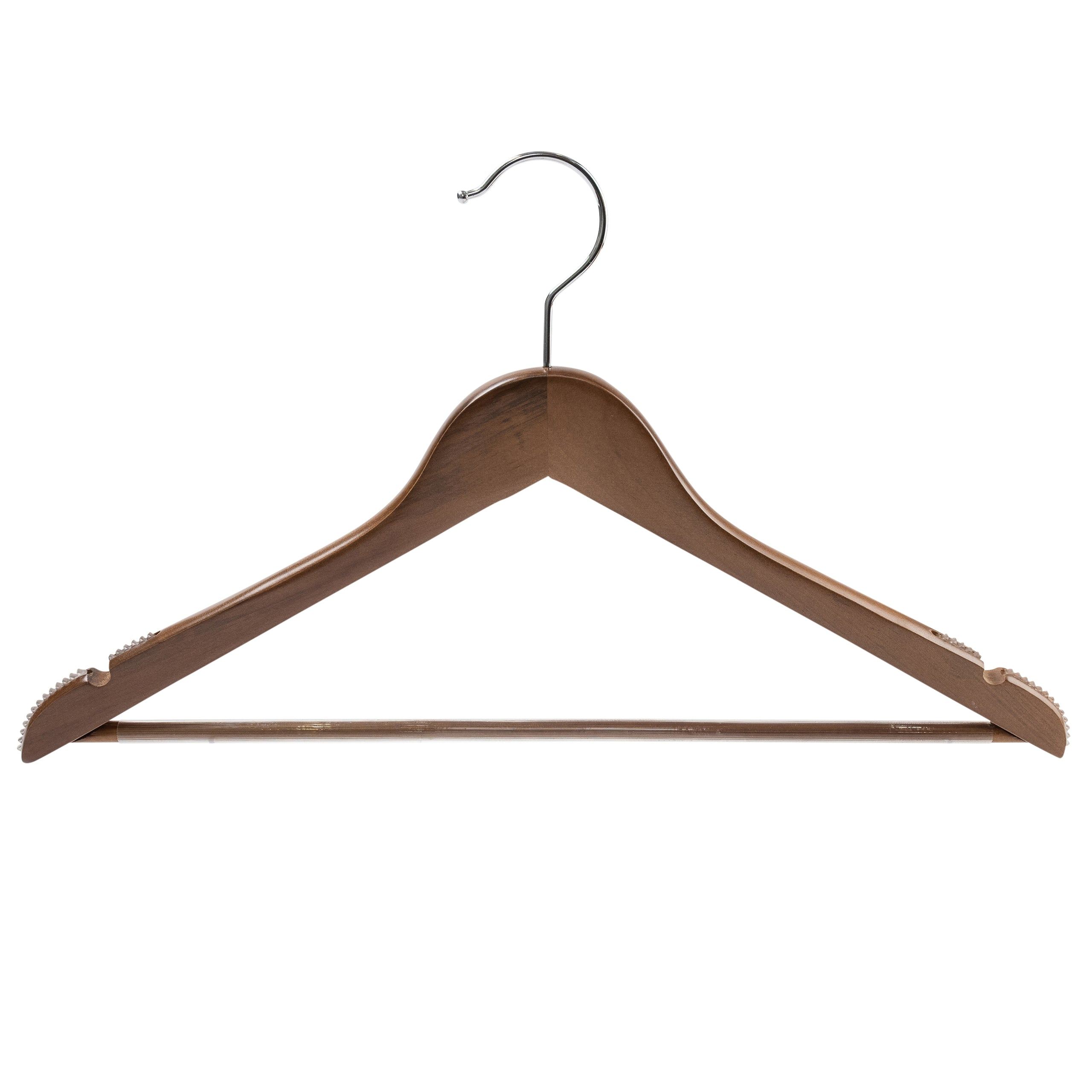 Quality Black Semi Curved Wooden Suit Hangers, 10-Pack Smooth