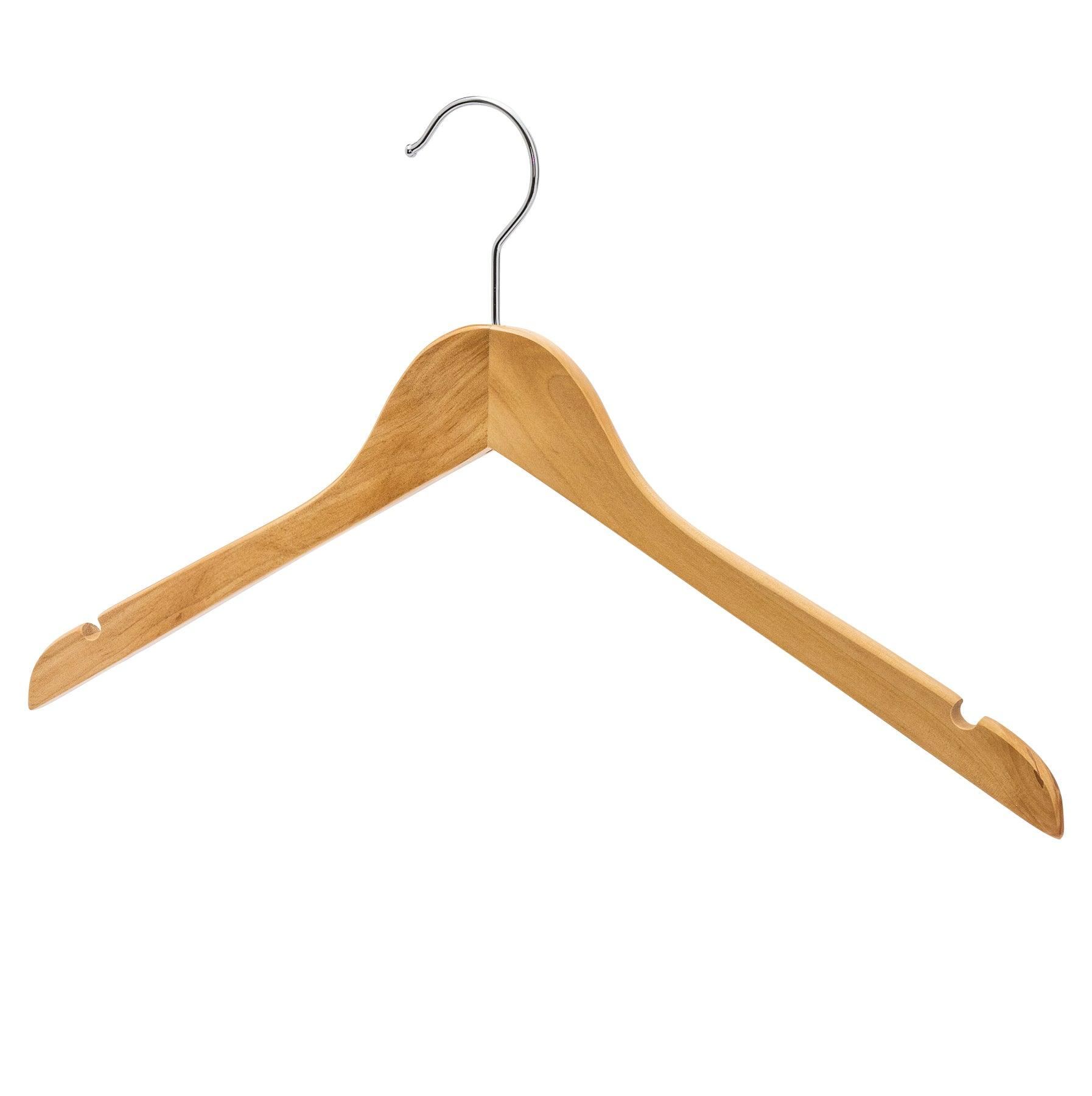 Wooden hangers for men's shirt in natural beech with thin shoulder