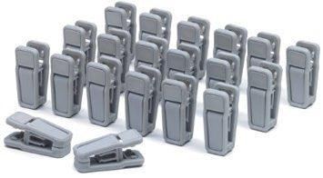 HOUSE DAY Grey Plastic Finger Clips for Hangers, 100 Pack Pants