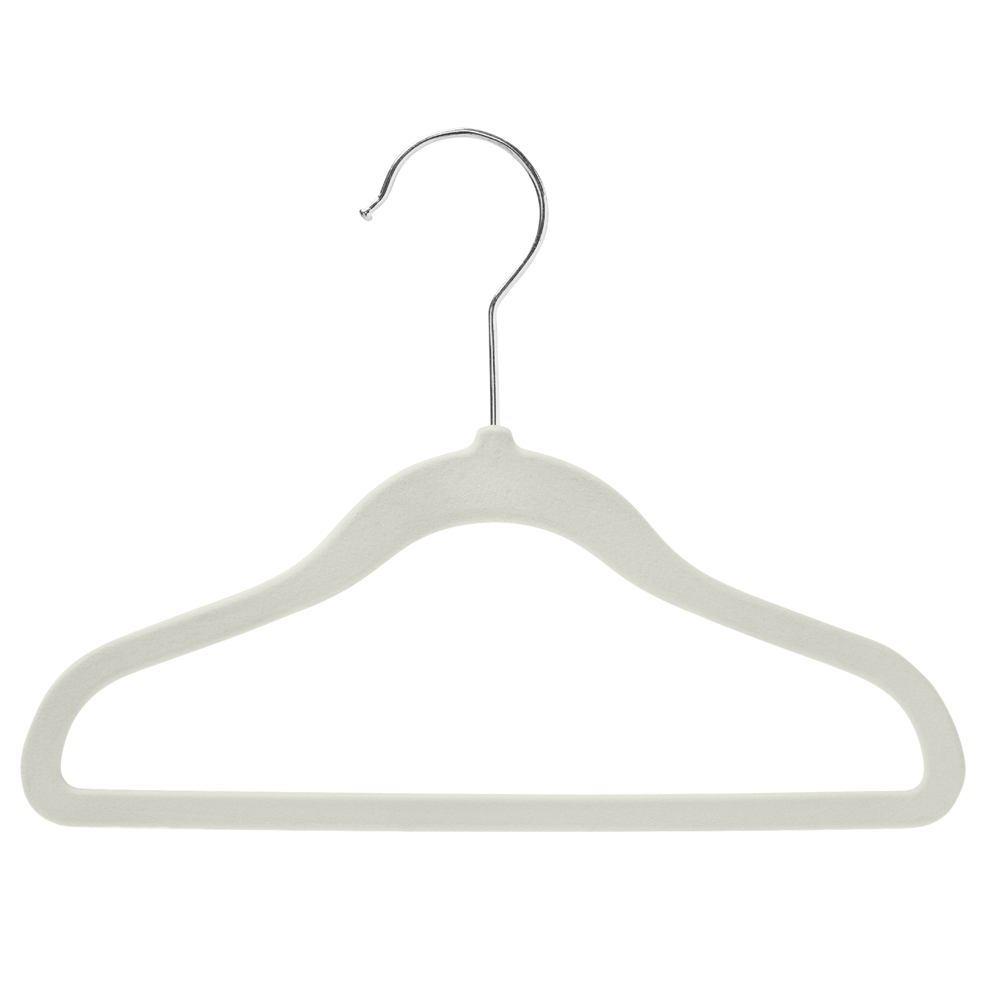 Baby Size Off-White Velvet Coat Hangers - 30cm - With Chrome Hook  (Sold in Bundles of 50/100)