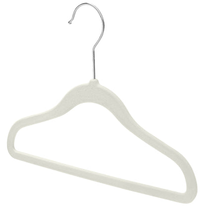 Baby Size Off-White Velvet Coat Hangers - 30cm - With Chrome Hook  (Sold in Bundles of 50/100)