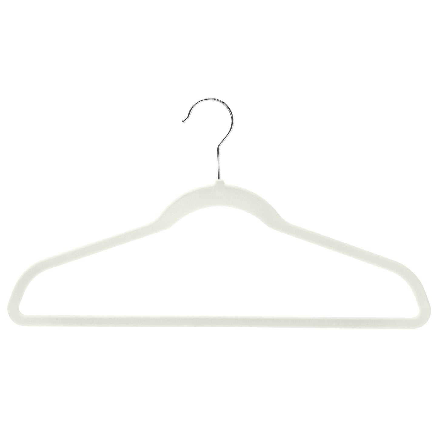 Off-White Velvet Coat Hangers - 44.5cm - With Chrome Hook  (Sold in Bundles of 50/100)