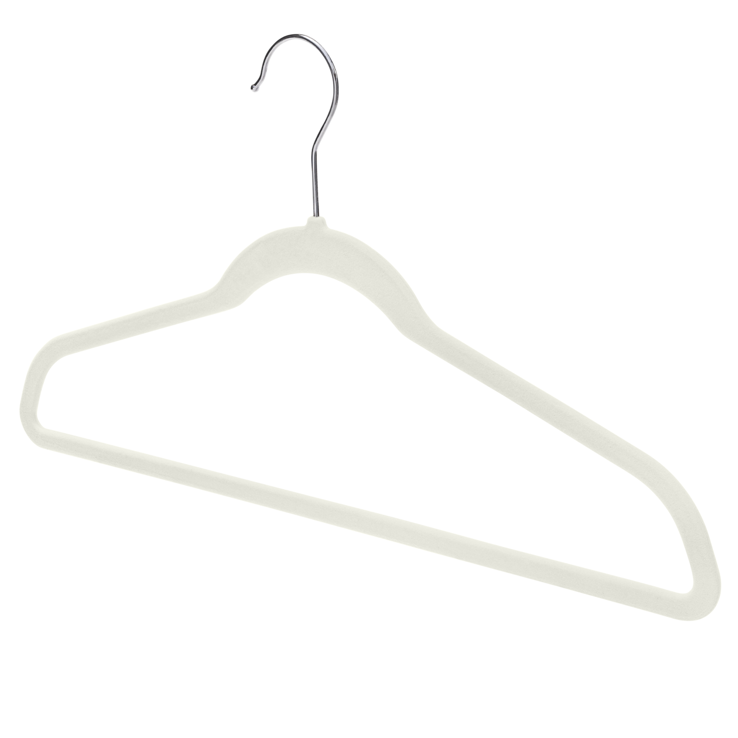 Off-White Velvet Coat Hangers - 44.5cm - With Chrome Hook  (Sold in Bundles of 50/100)