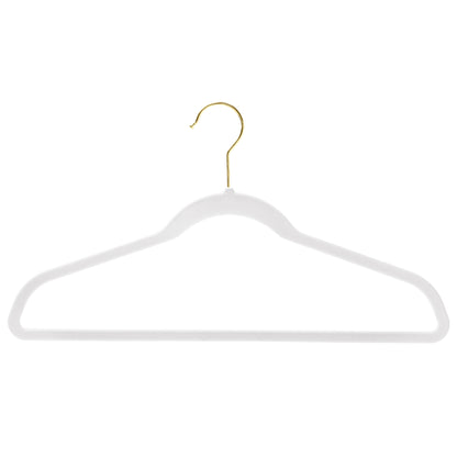 White Velvet Coat Hangers - 44.5cm - With Gold Hook  (Sold in Bundles of 50/100)