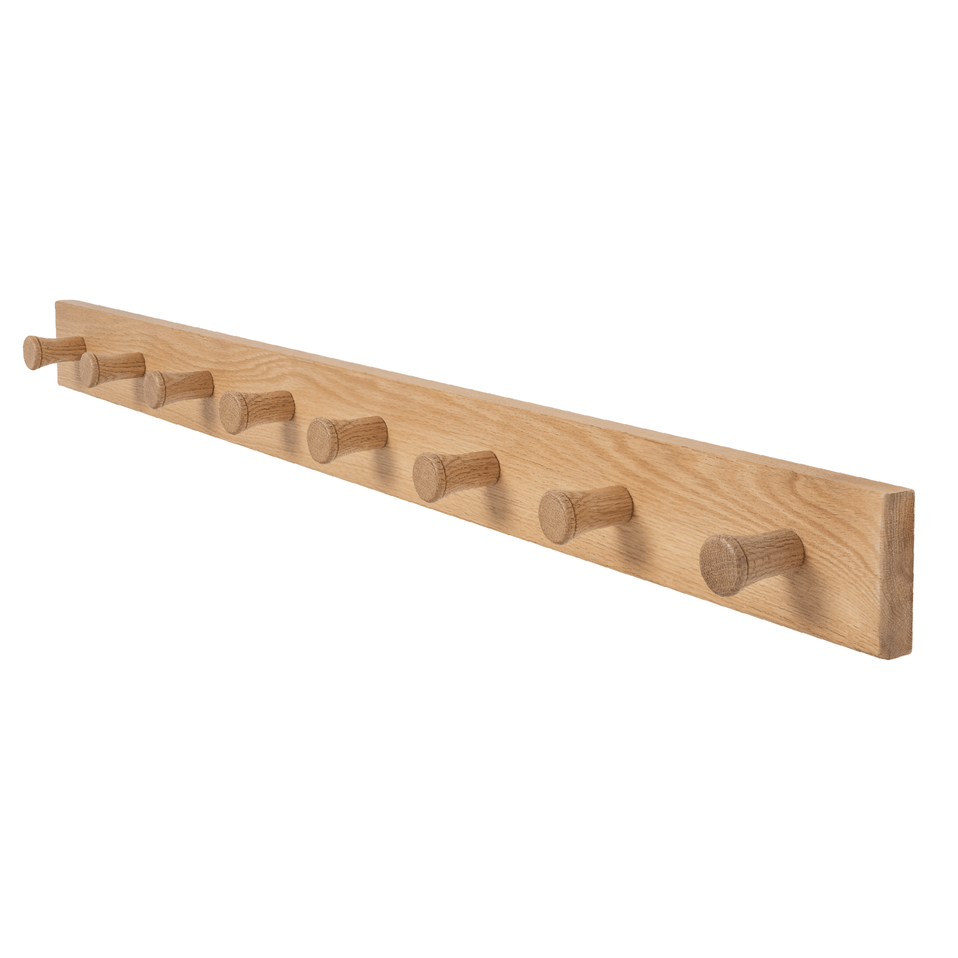 Wall Mounted Coat Hanger -Solid Oak - (8 Extra Thick Non Slip Pegs 108cm  Long X 8.5cm Wide)