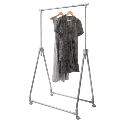 Clothes Rack Easy Fordable - Chrome - 40kgs Weight Capacity - Enhanced Metal Base Design & Durable Wheels Sold in 1/3