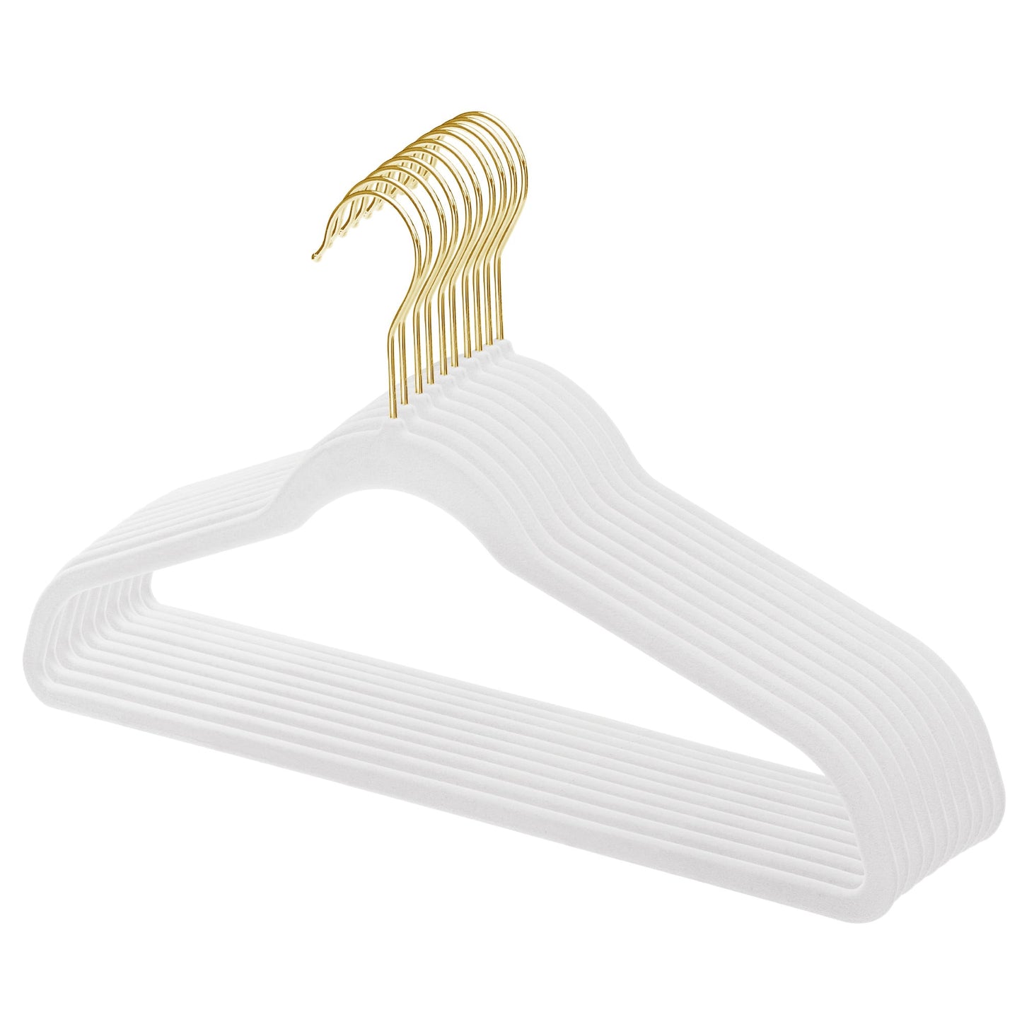 White Velvet Coat Hangers - 44.5cm - With Gold Hook  (Sold in Bundles of 50/100)