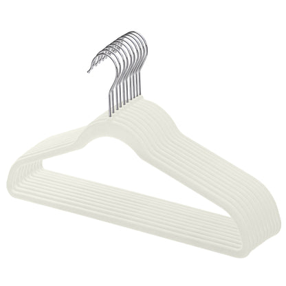 Off-White Velvet Coat Hangers - 44.5cm - With Chrome Hook  (Sold in Bundles of 50/100)